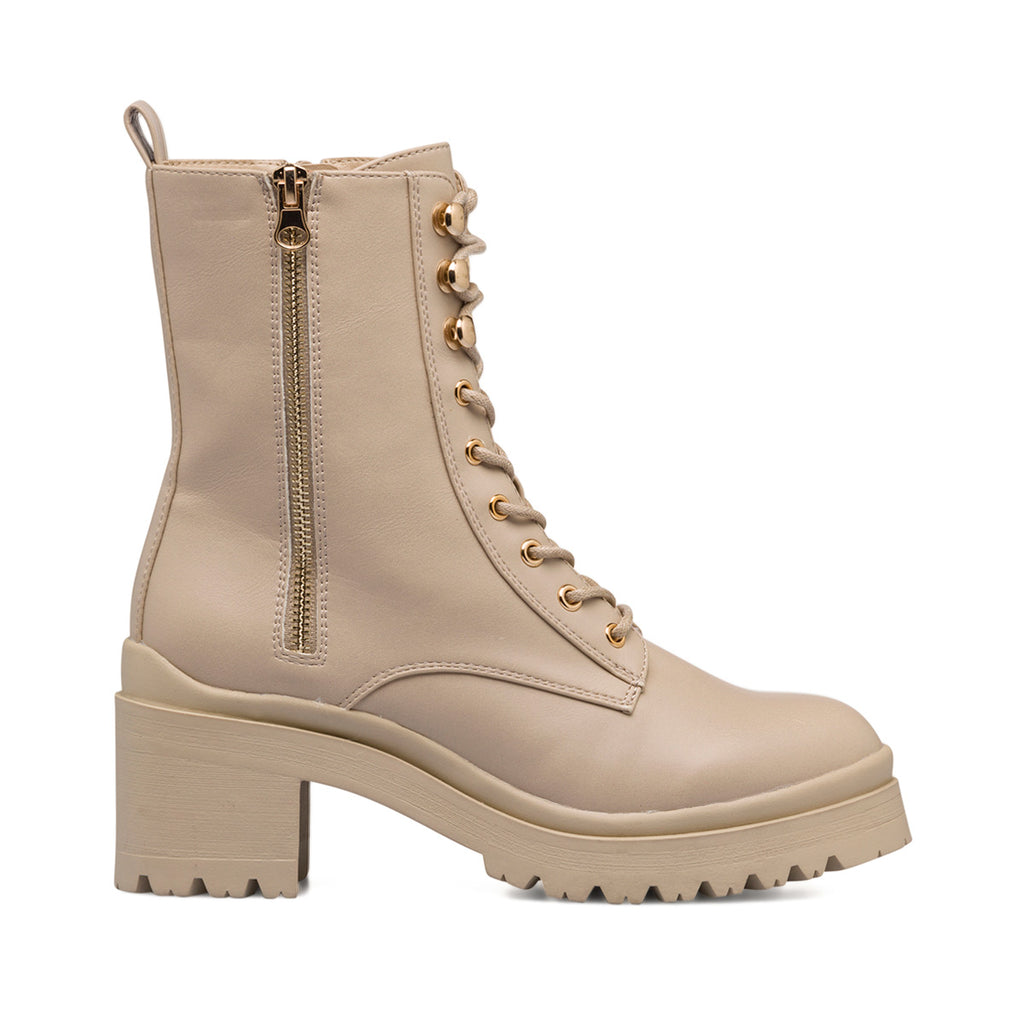 Anfibi taupe da donna con doppia zip e tacco 6 cm Swish Jeans