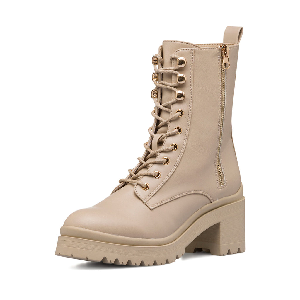 Anfibi taupe da donna con doppia zip e tacco 6 cm Swish Jeans