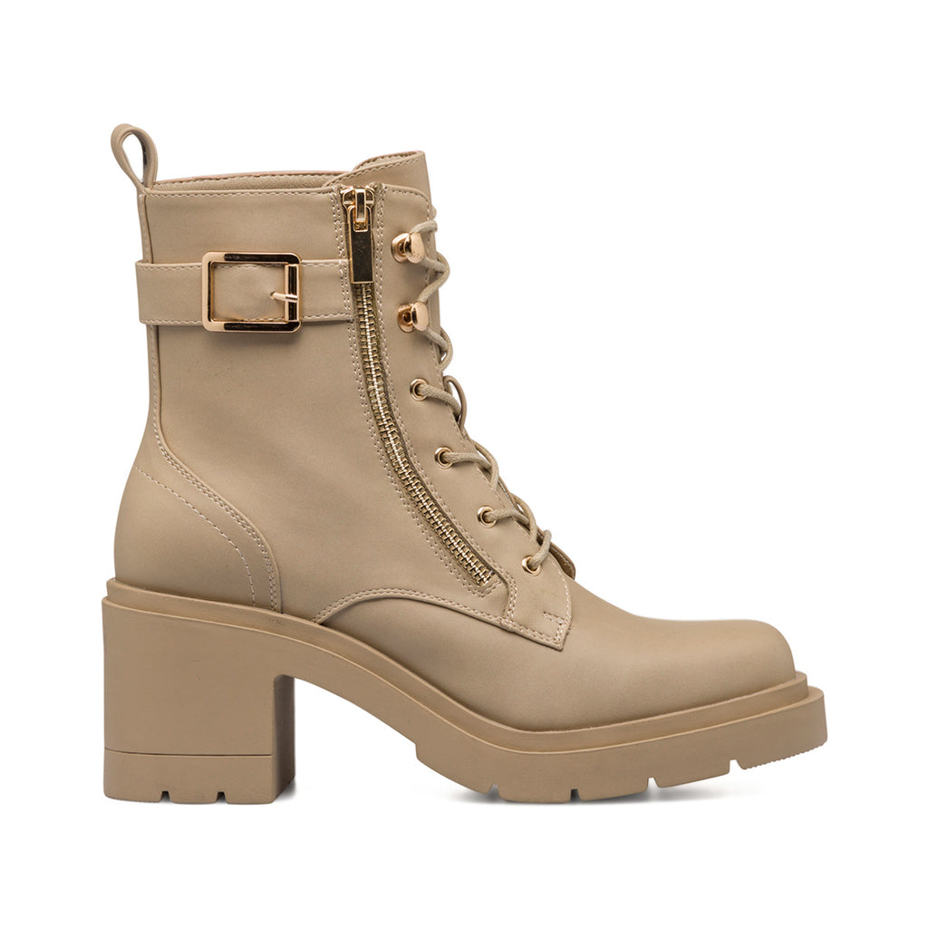 Anfibi taupe da donna con zip, cinturino e tacco 8 cm Swish Jeans