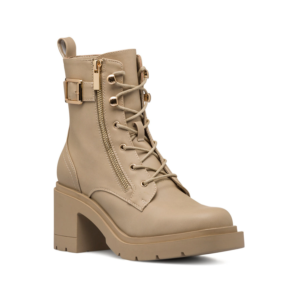 Anfibi taupe da donna con zip, cinturino e tacco 8 cm Swish Jeans
