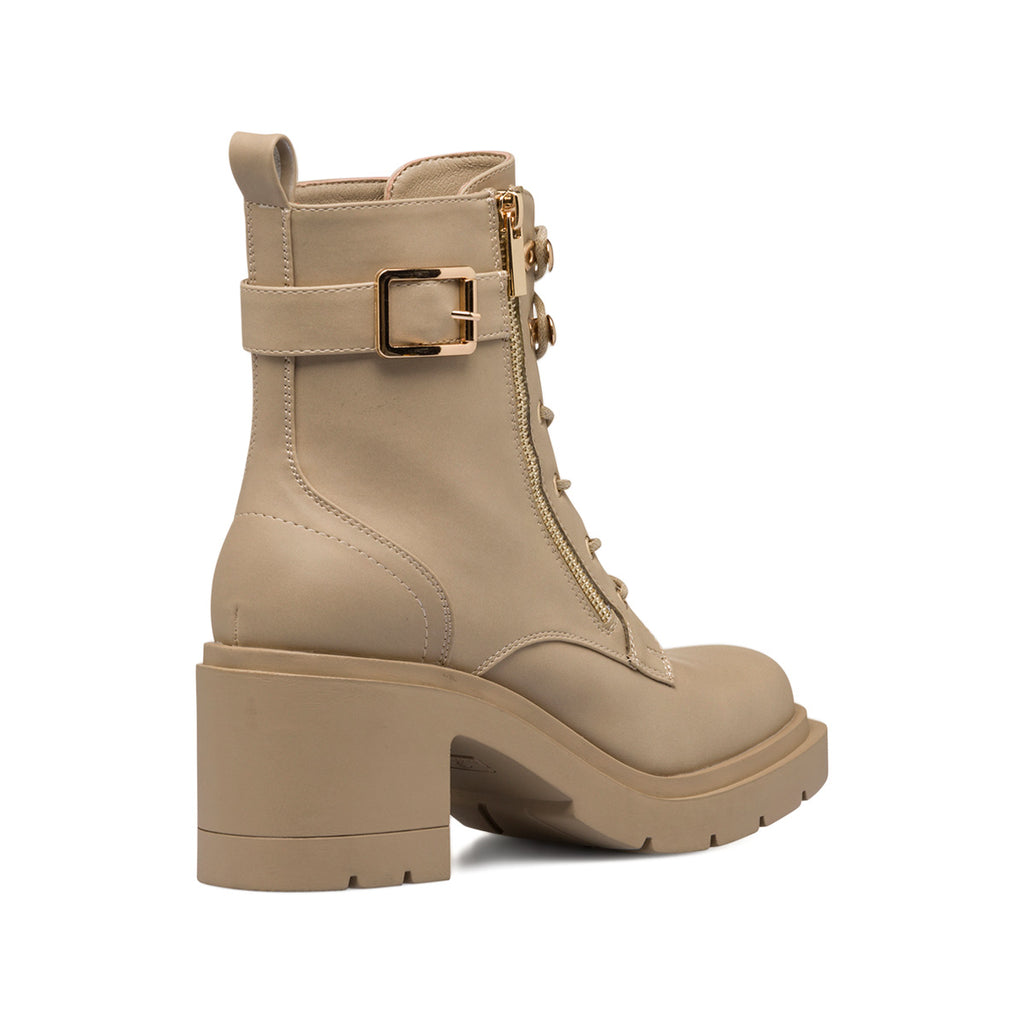 Anfibi taupe da donna con zip, cinturino e tacco 8 cm Swish Jeans