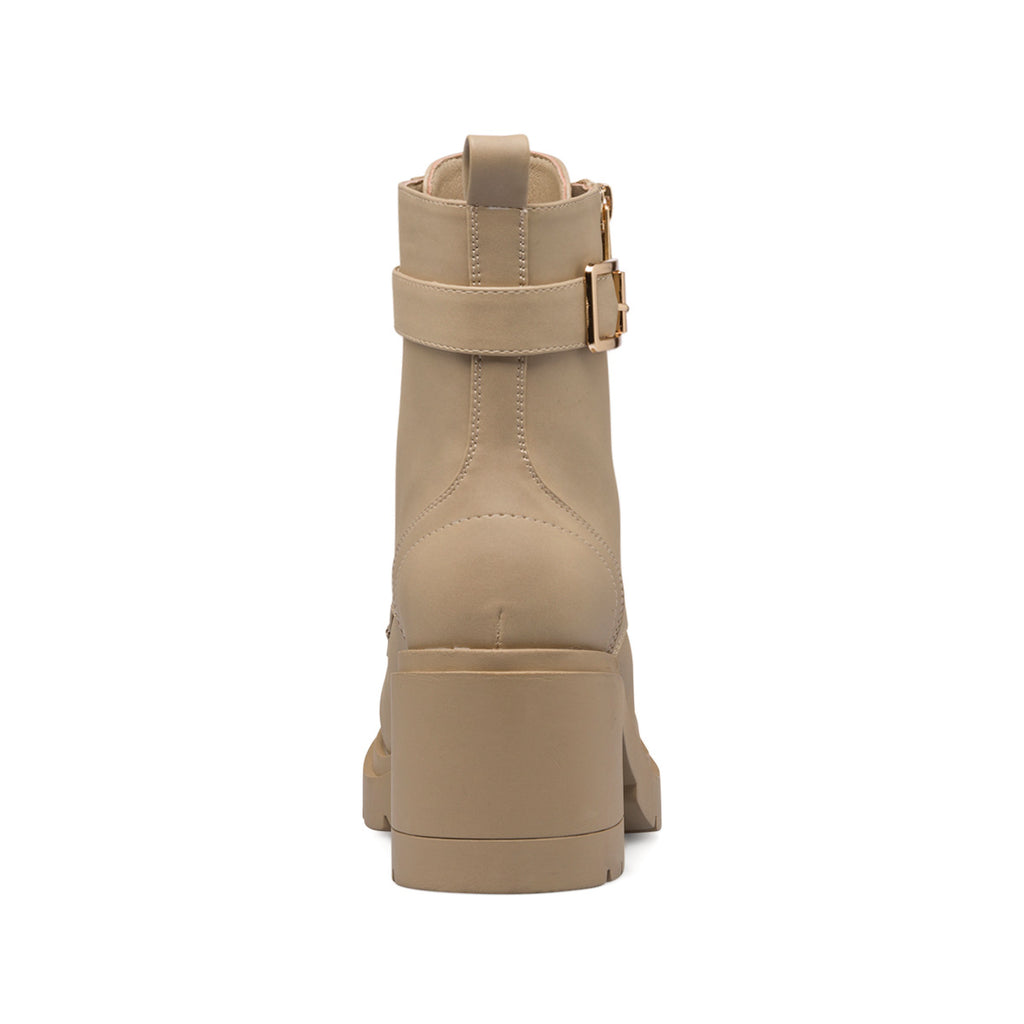 Anfibi taupe da donna con zip, cinturino e tacco 8 cm Swish Jeans