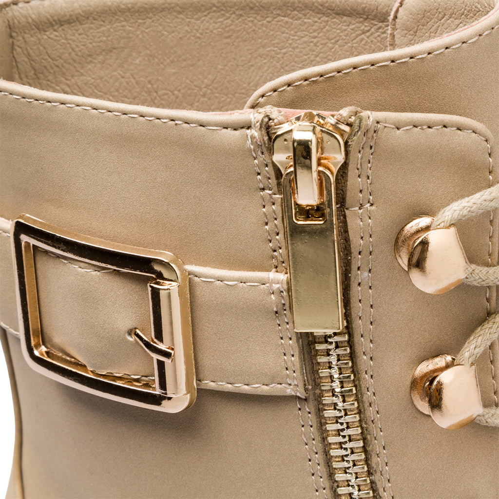 Anfibi taupe da donna con zip, cinturino e tacco 8 cm Swish Jeans
