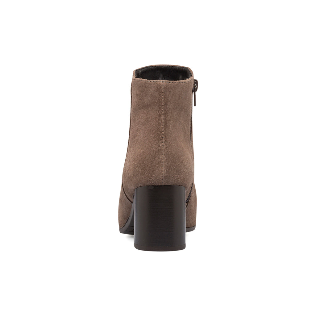 Stivaletti in pelle scamosciata grigi da donna con tacco a blocco 7 cm e zip P Essentials
