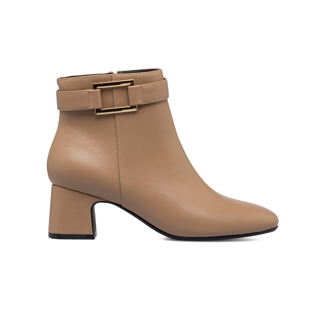 Stivaletti beige da donna con tacco a blocco 6 cm e cinturino Lora Ferres