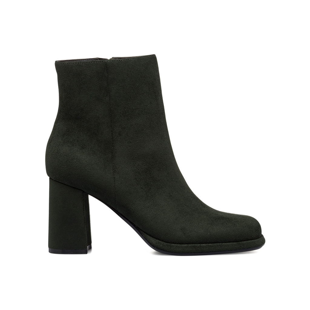 Stivaletti in microfibra verdi da donna con zip e tacco a blocco 8 cm Swish Jeans