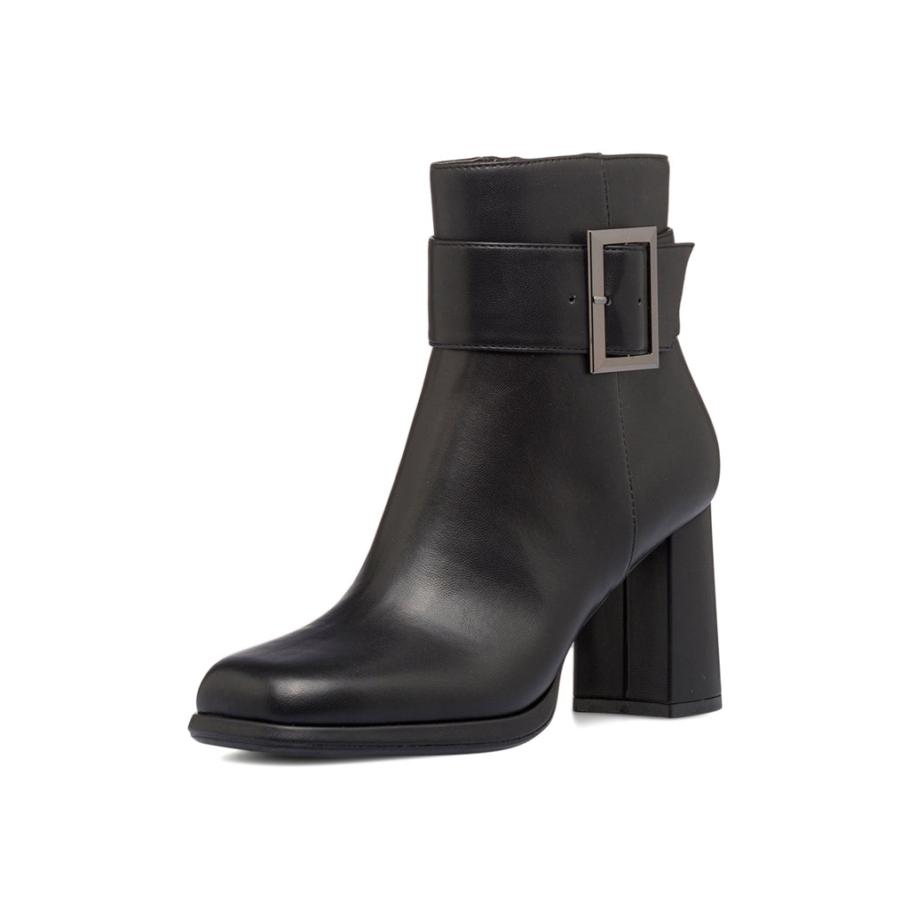 Stivaletti neri da donna con tacco a blocco 9 cm e maxi fibbia Swish Jeans