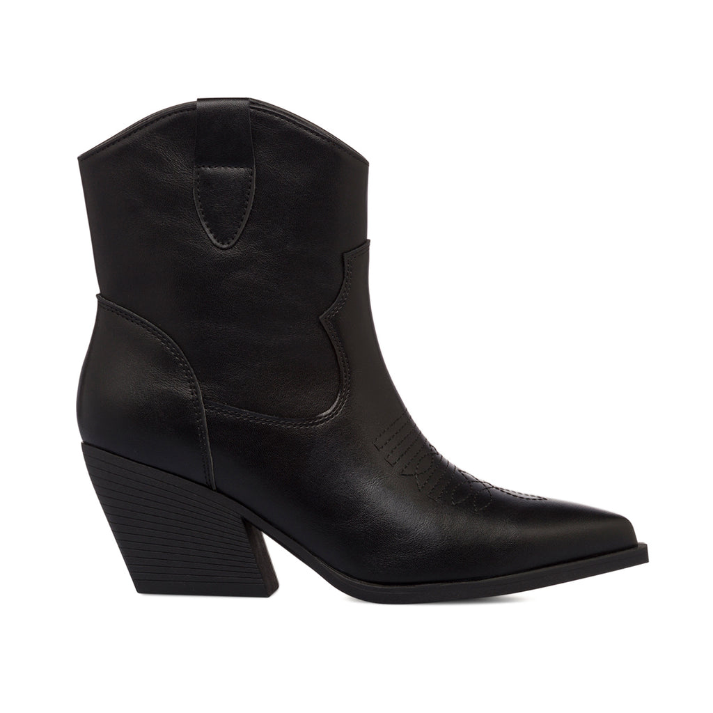 Stivaletti texani camperos neri da donna con tacco a blocco 6 cm Lora Ferres