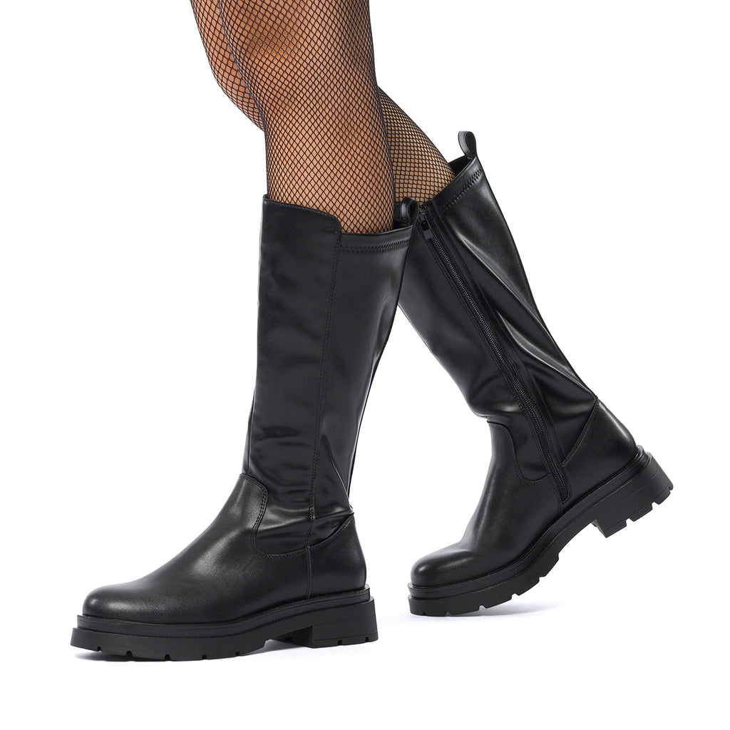 Stivali neri da donna con zip laterale e suola chunky Lora Ferres