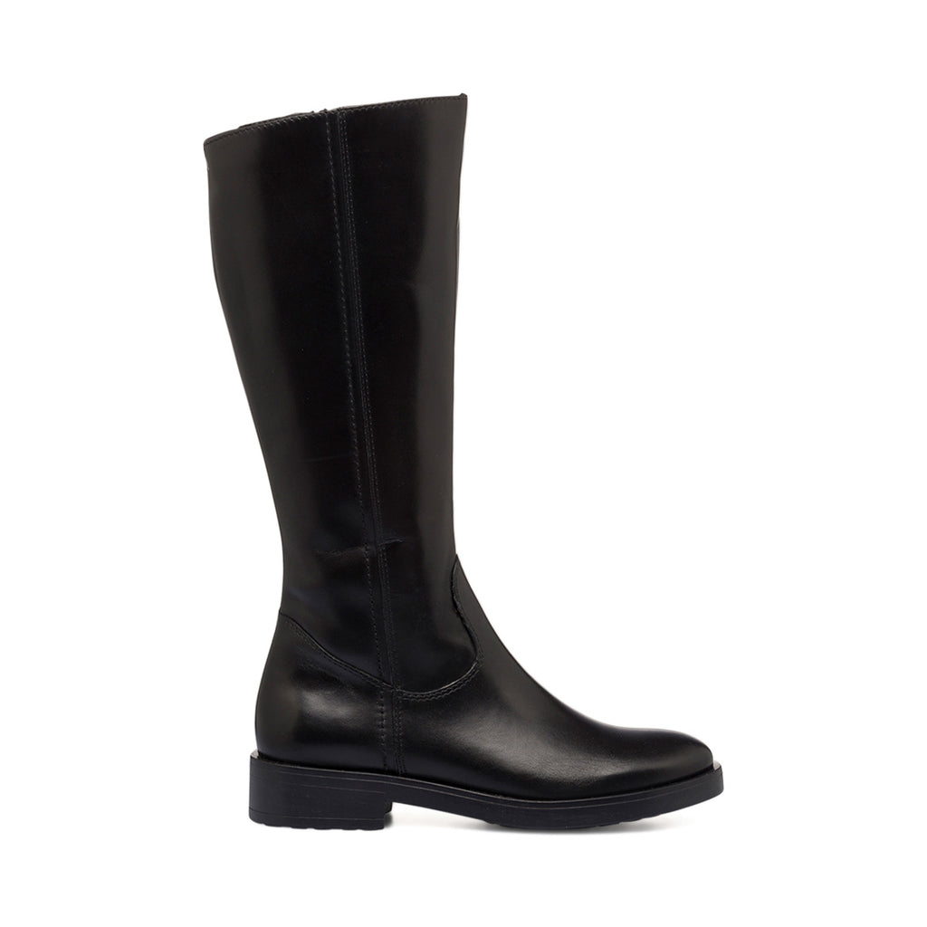 Stivali neri in pelle da donna con zip sul lato Primopiano
