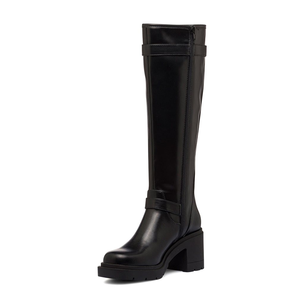 Stivali neri da donna con tacco 8 cm e doppio cinturino Swish Jeans