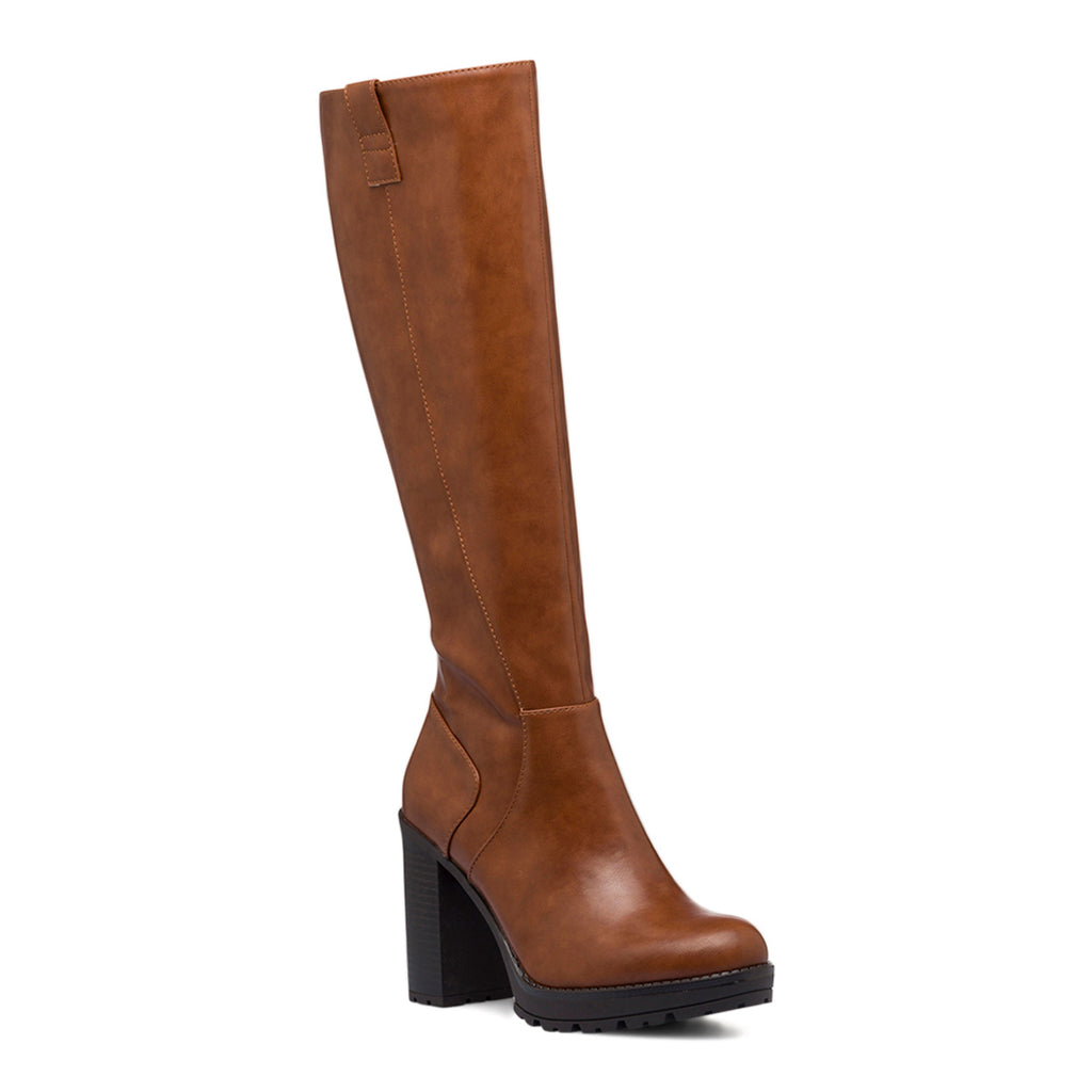 Stivali marrone da donna con tacco 10 cm e suola carrarmato Swish Jeans