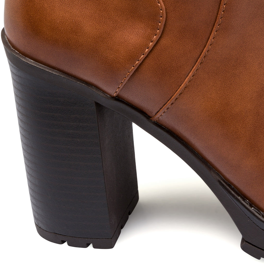 Stivali marrone da donna con tacco 10 cm e suola carrarmato Swish Jeans