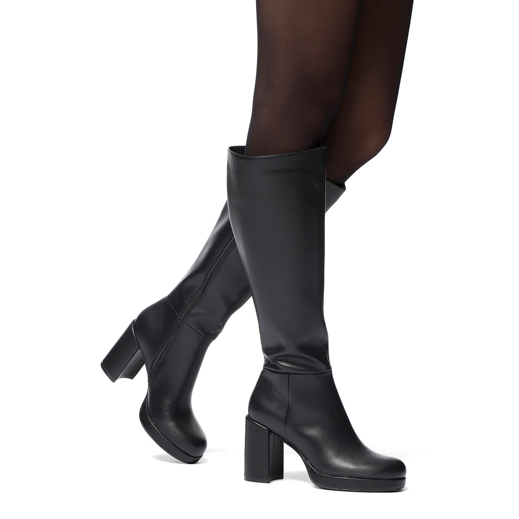 Stivali neri da donna con zip e tacco a blocco 9 cm Swish Jeans