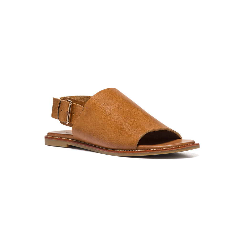 Sandali bassi marroni in pelle con fasce intrecciate P Essentials