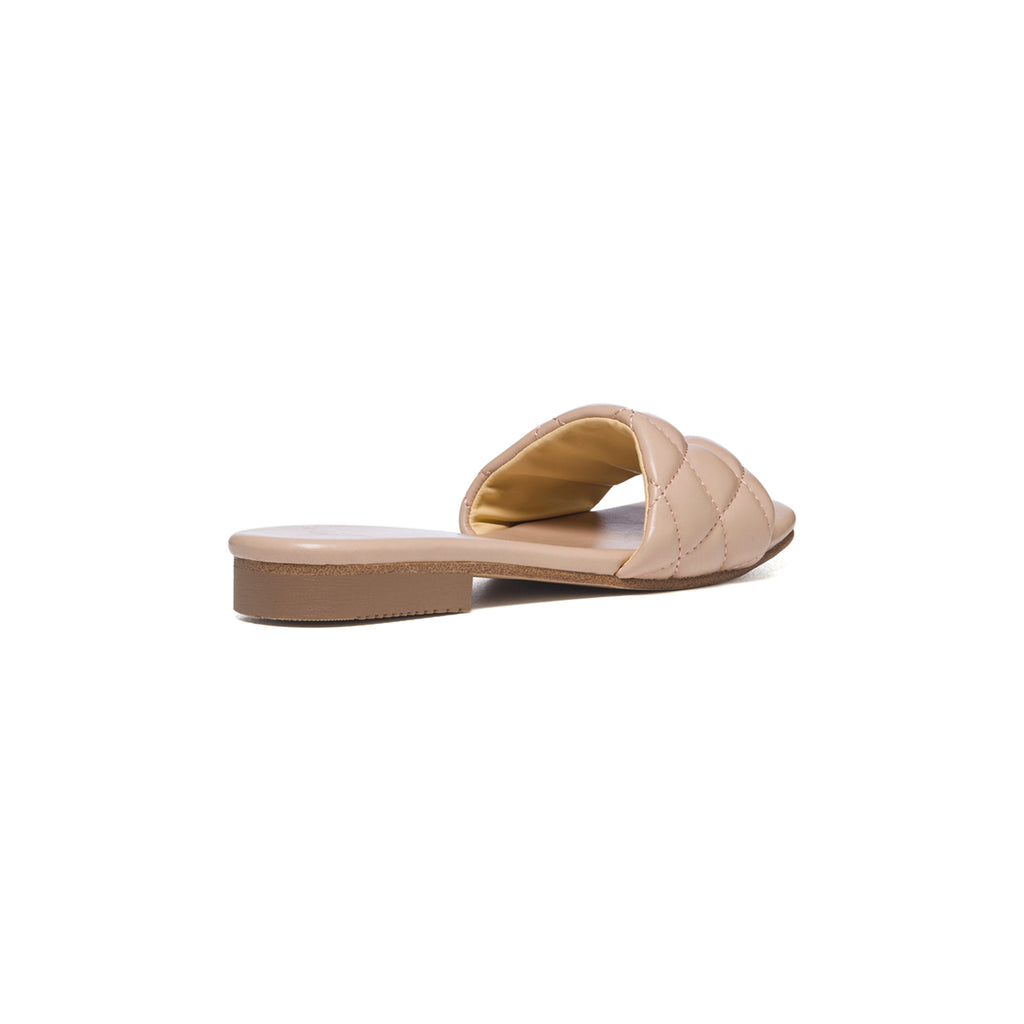 Sandali bassi beige con fascia effetto trapuntato Swish Jeans