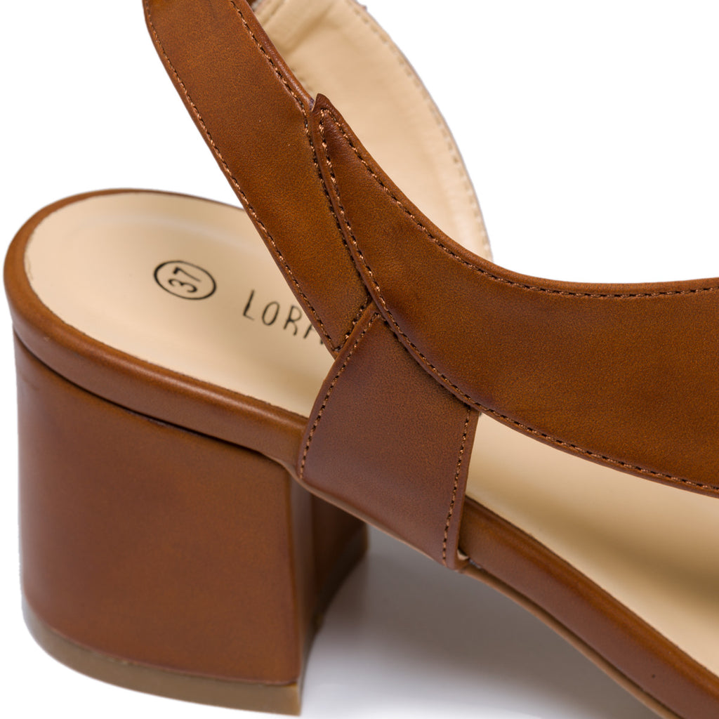 Sandali marroni con tacco 6 cm Lora Ferres