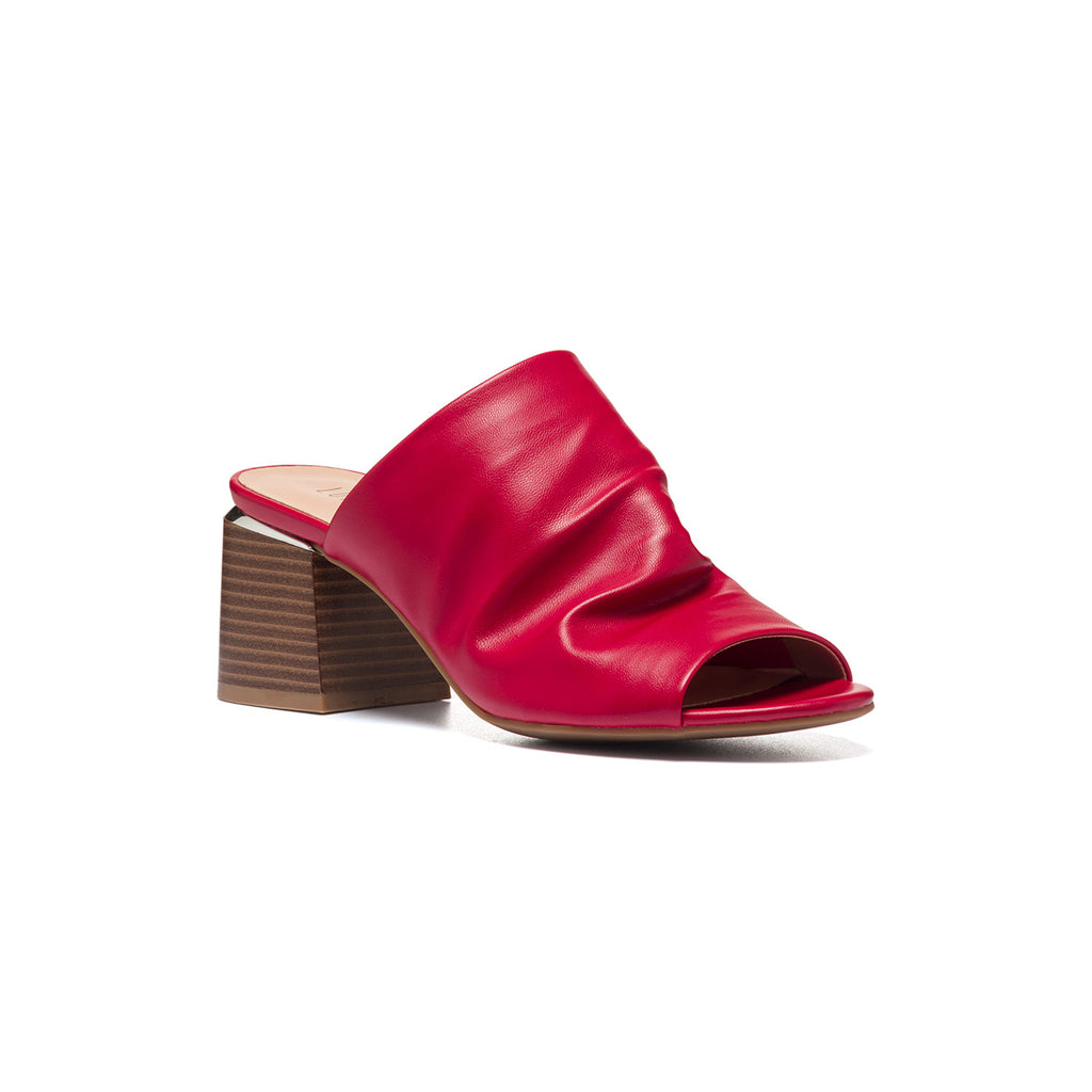 Sabot rosse in similpelle arricciata con dettaglio laminato Lora Ferres