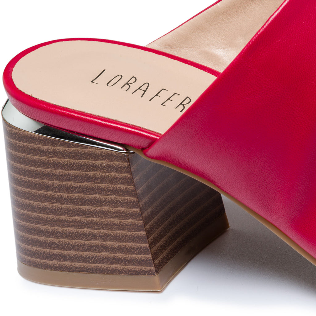 Sabot rosse in similpelle arricciata con dettaglio laminato Lora Ferres