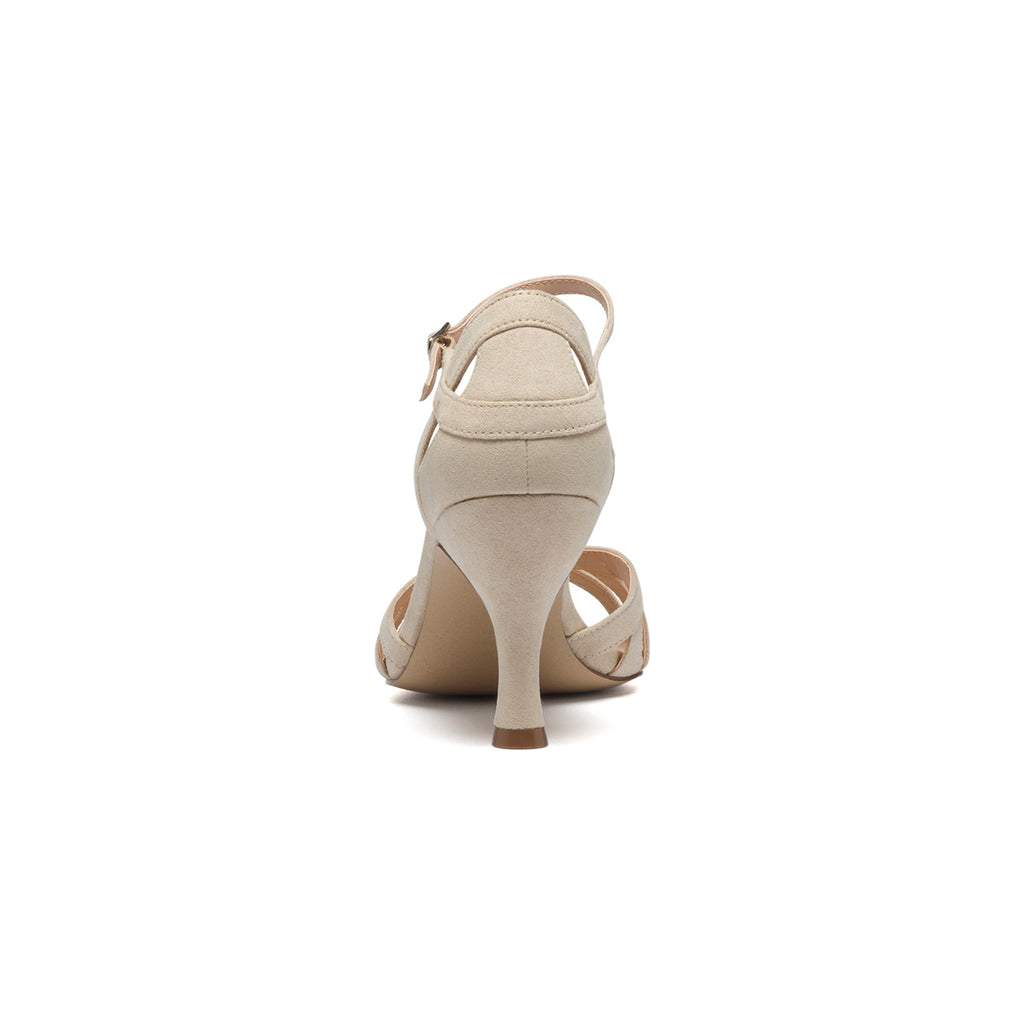 Sandali beige in tessuto con tacco rivestito 9 cm Lora Ferres