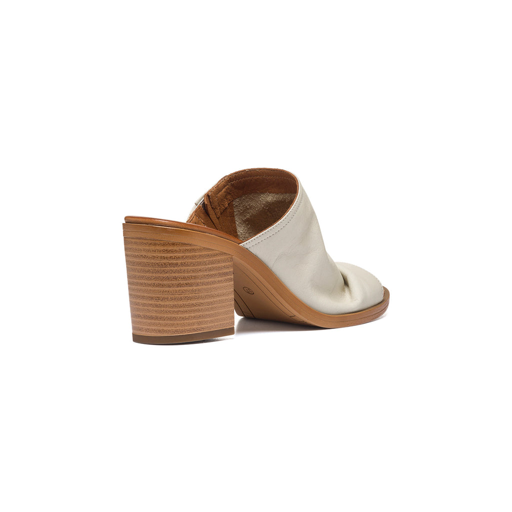Sabot bianche in pelle con tacco 7,5 cm P Essentials