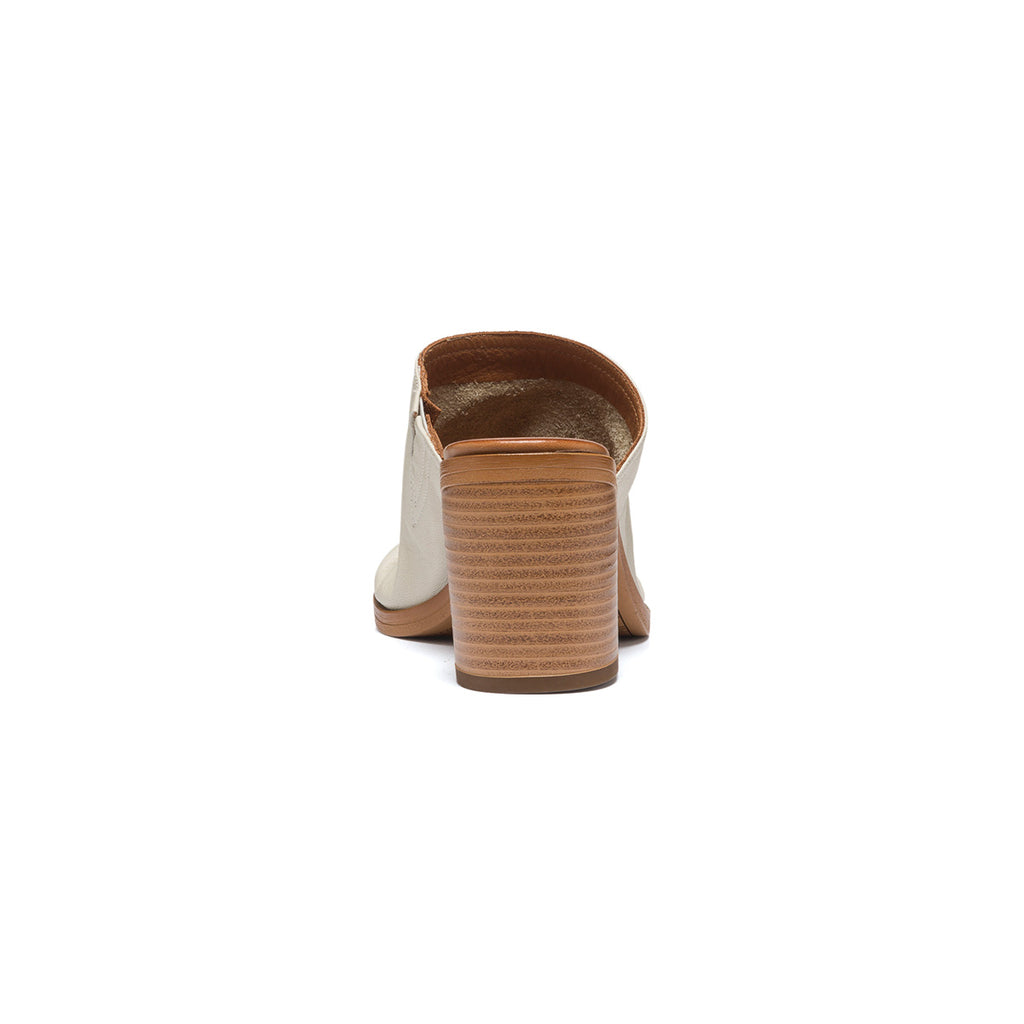 Sabot bianche in pelle con tacco 7,5 cm P Essentials
