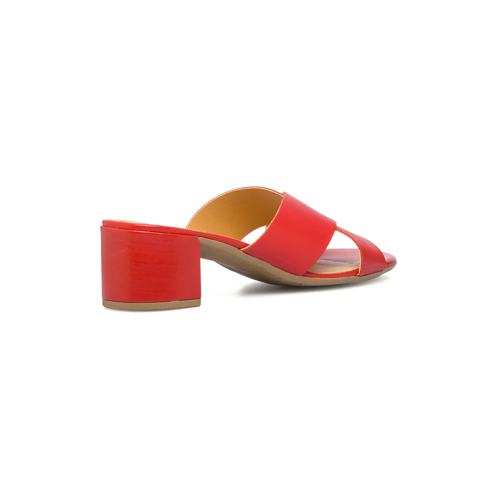 Sandali rossi in pelle con tacco 6 cm Primopiano