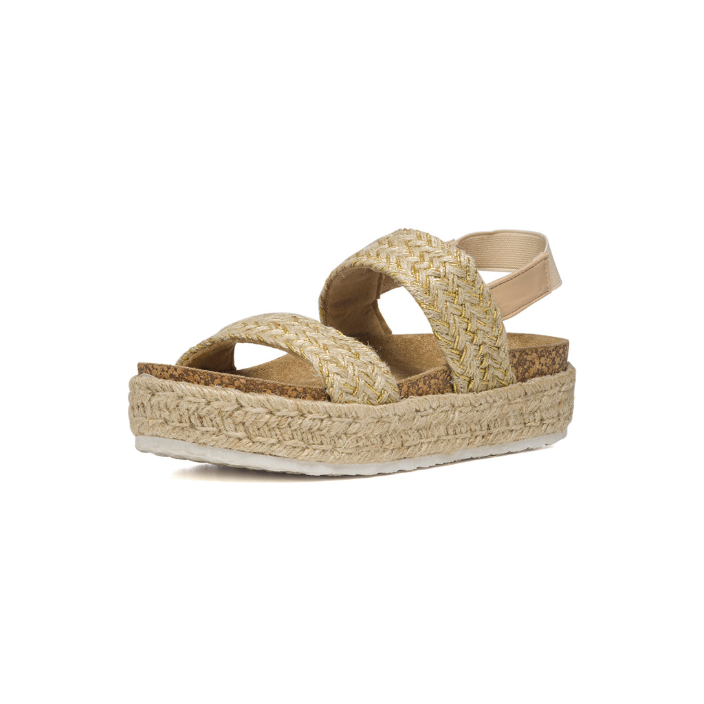 Sandali beige con zeppa ricoperta 3 cm Lora Ferres