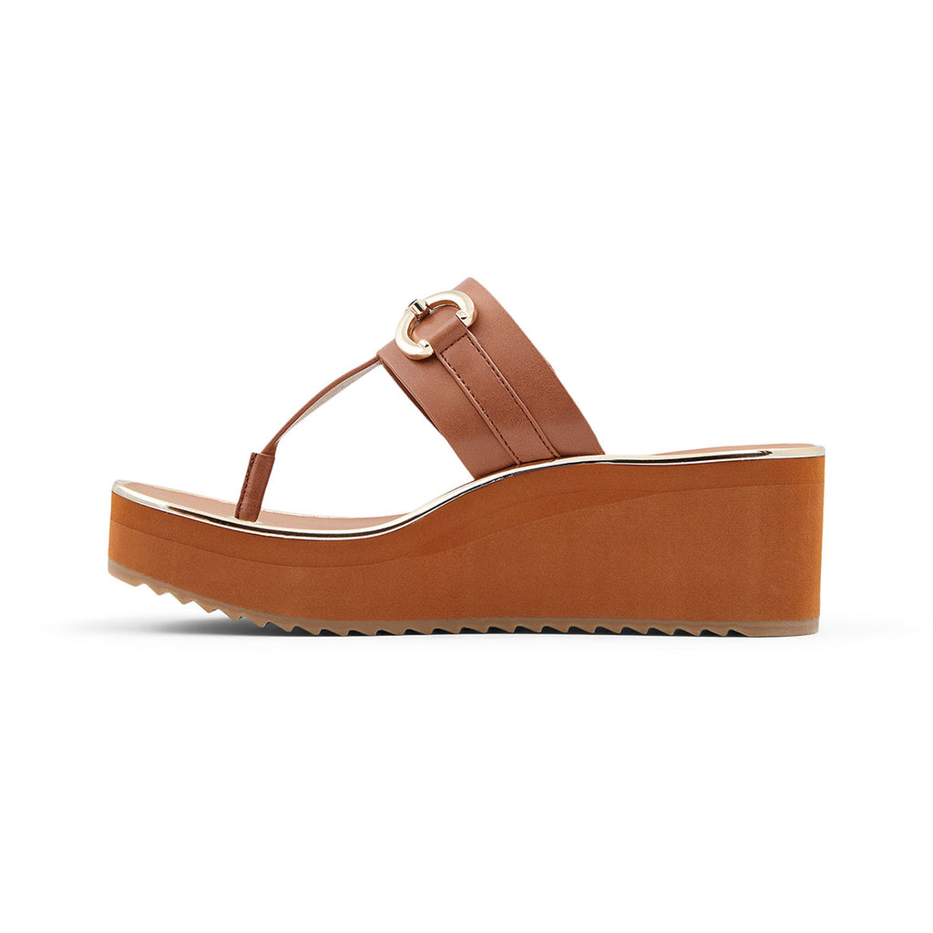 Sandali infradito color cognac con zeppa 6 cm e morsetto ALDO Gwalidia