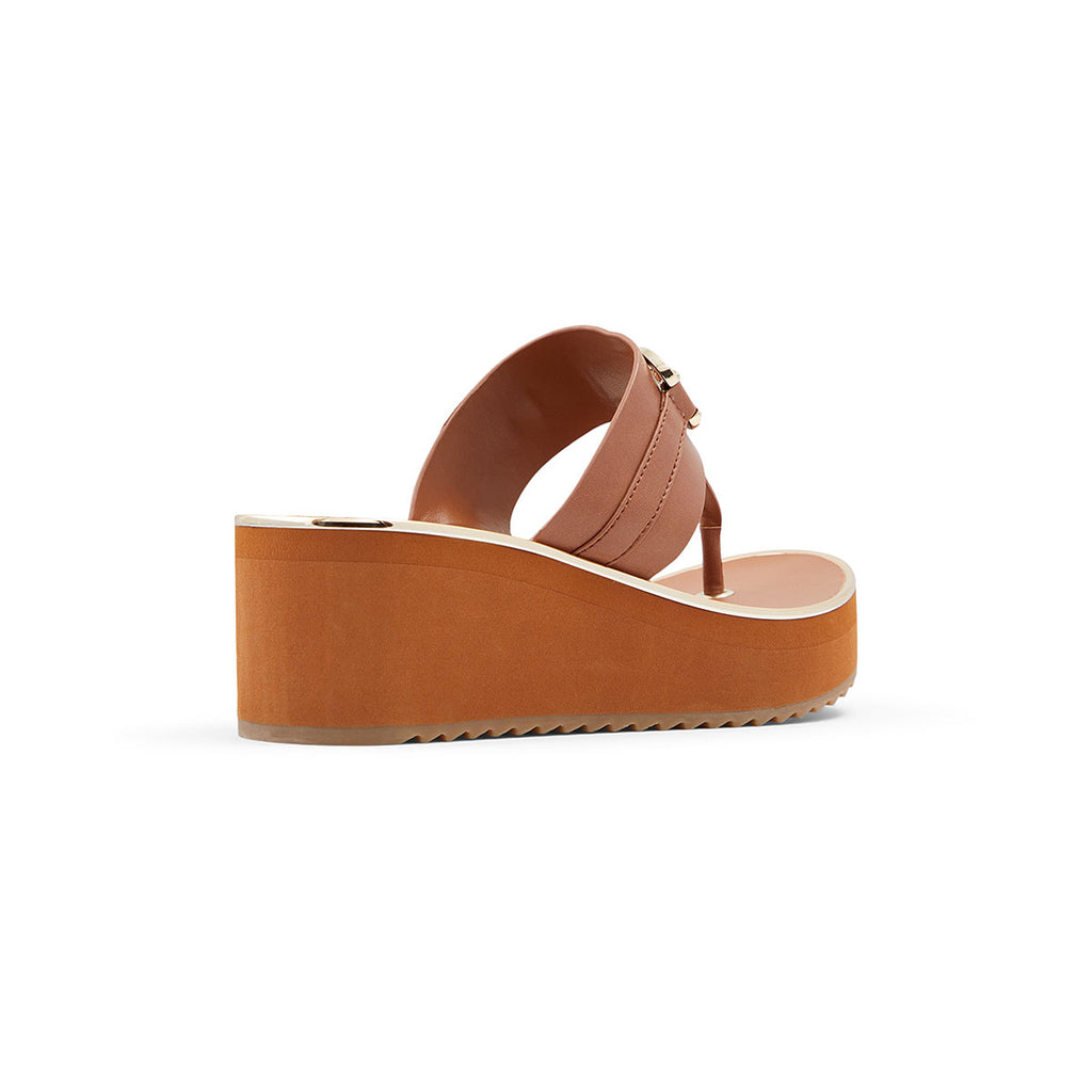 Sandali infradito color cognac con zeppa 6 cm e morsetto ALDO Gwalidia