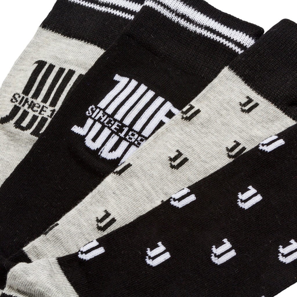 Pacco da 4 paia di calzini grigi e neri da uomo con logo Juventus