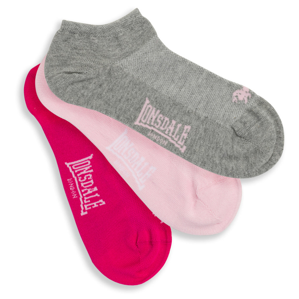Pacco da 3 paia di calzini grigi, fucsia e rosa da uomo Lonsdale