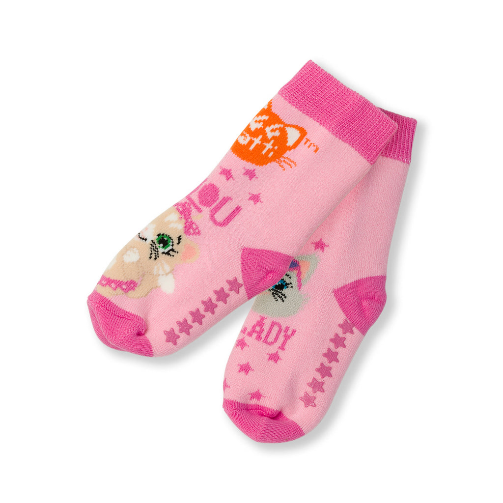Calzini antiscivolo rosa da bambina 44 Gatti