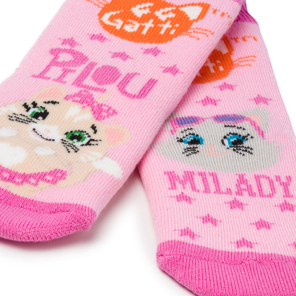 Calzini antiscivolo rosa da bambina 44 Gatti