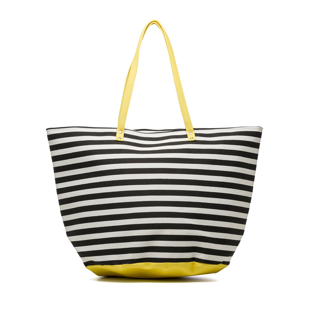 Borsa mare a righe con tasche esterne gialle Lora Ferres