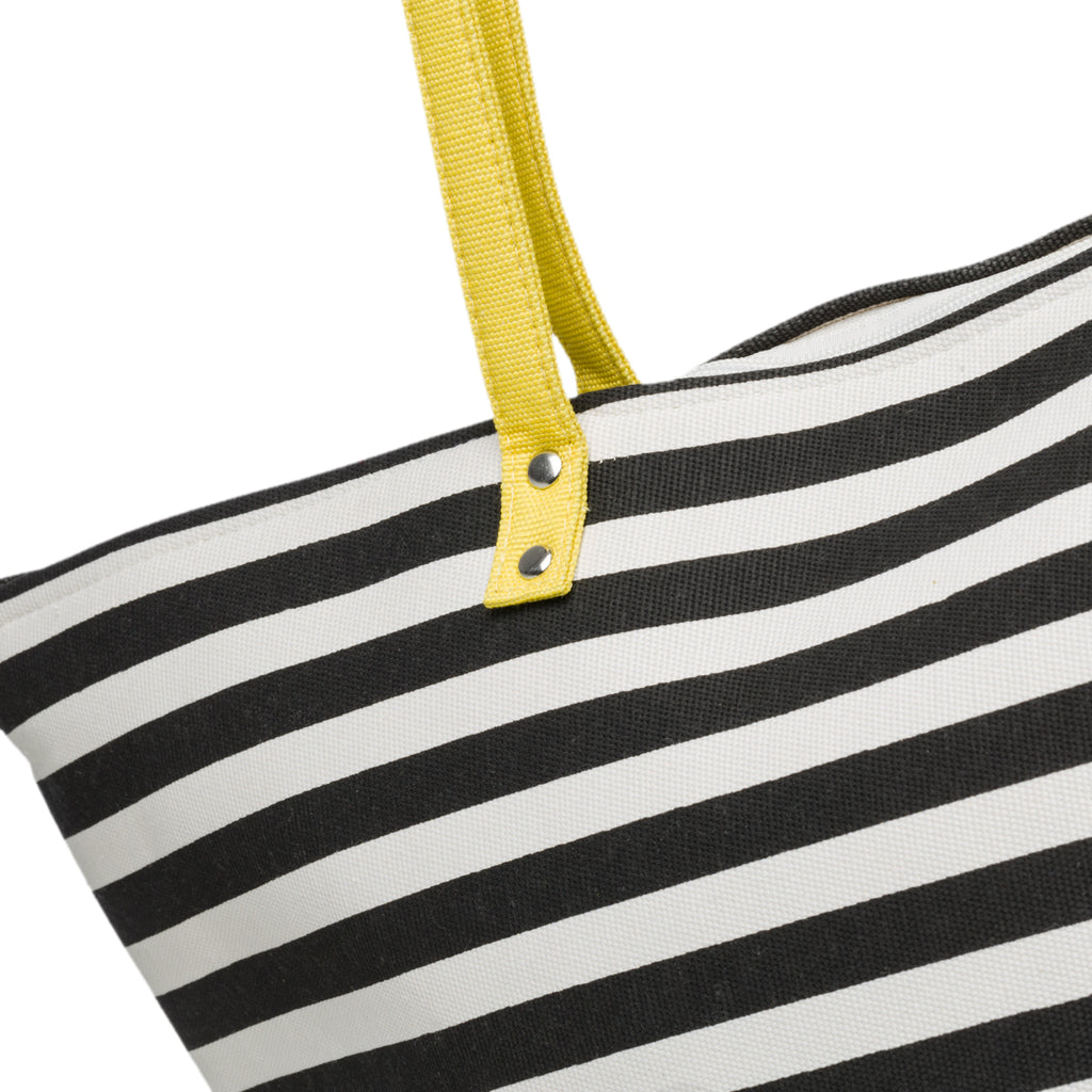 Borsa mare a righe con tasche esterne gialle Lora Ferres