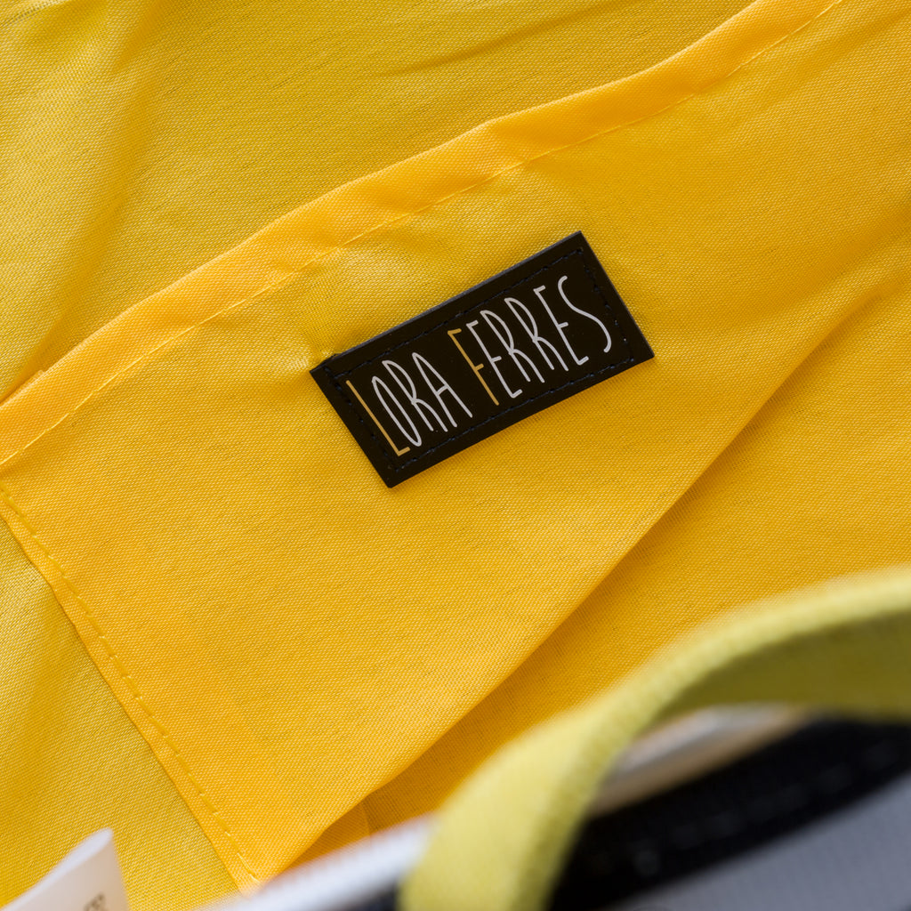 Borsa mare a righe con tasche esterne gialle Lora Ferres
